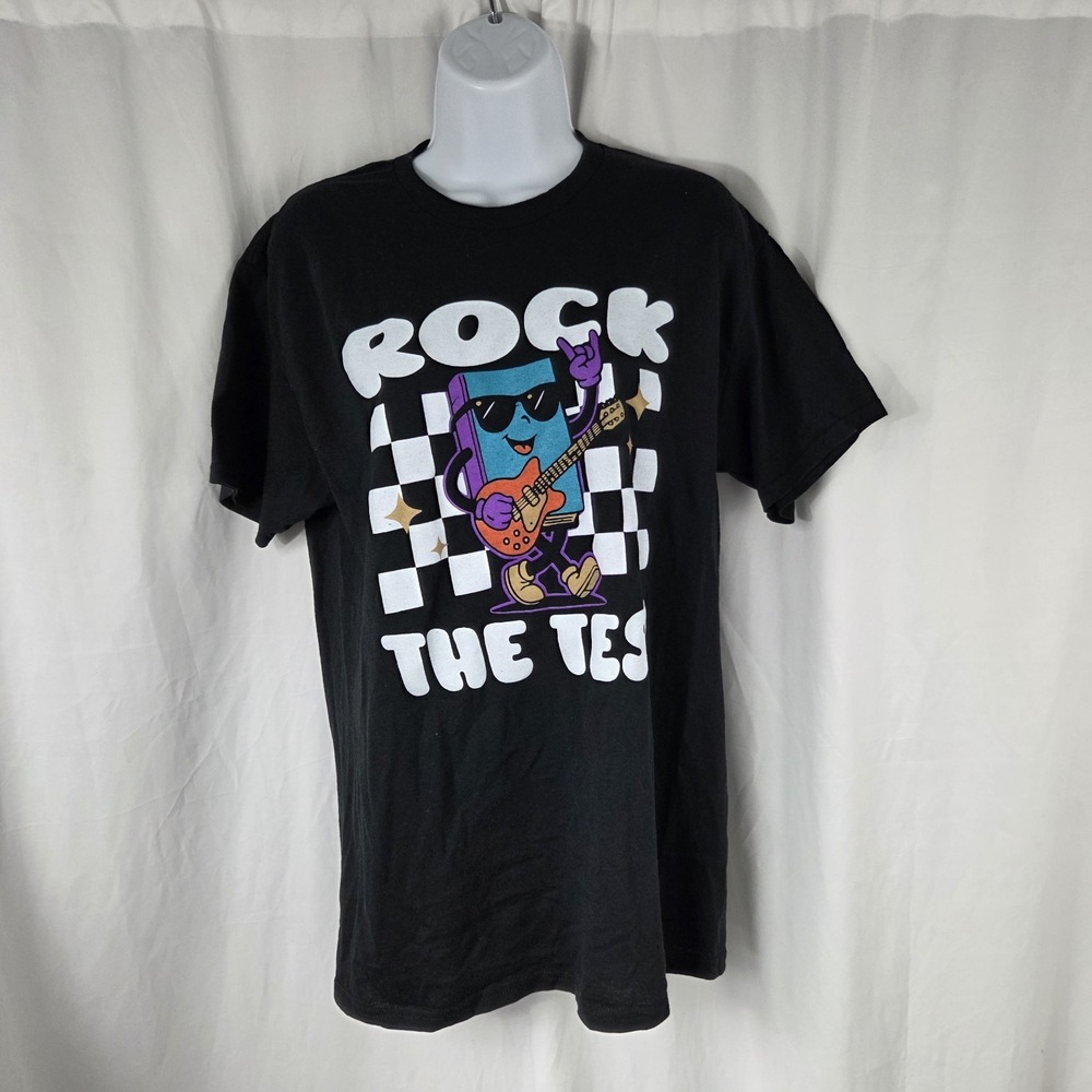 Jerzees Dri Powered Youth Size Medium Rock The Test Graphic T Shirt Black
